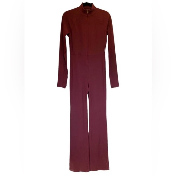 KEYS goddess bodysuit burgundy ALICIA KEYS X ATHLETA NWT - rib texture - Picture 3 of 4